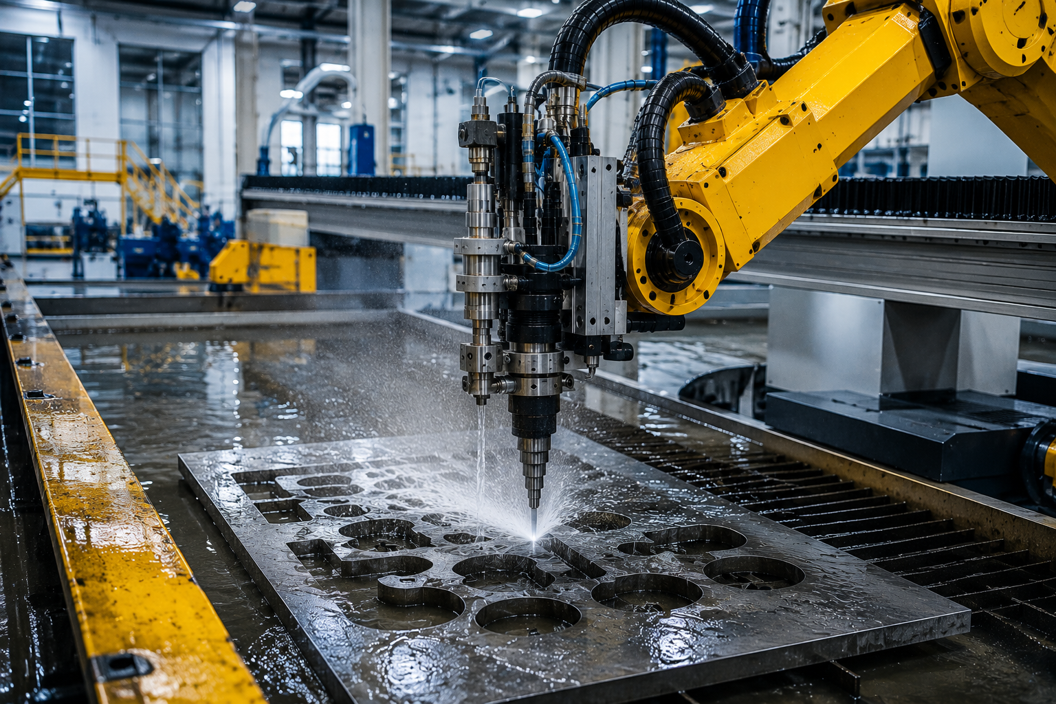 Industrial cutting in action with robots
