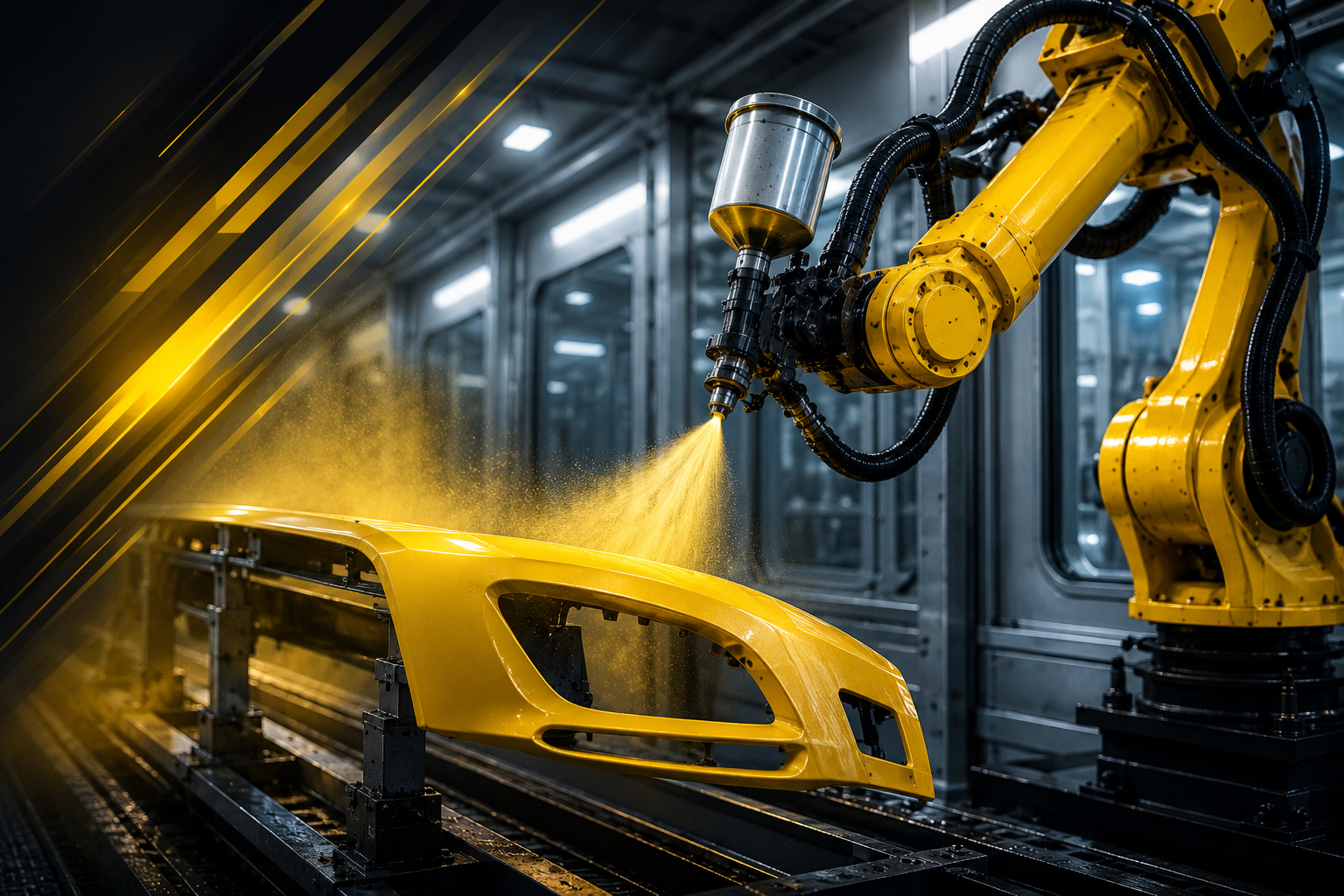Industrial robot painting car part