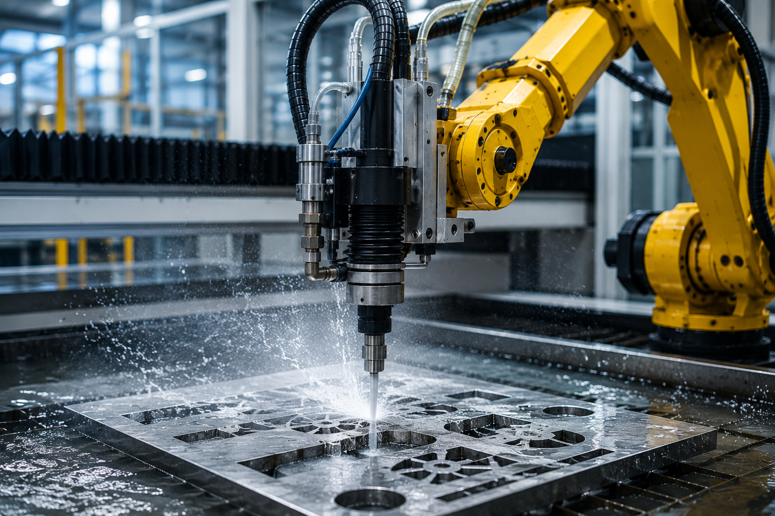 Robotic waterjet cutting in action