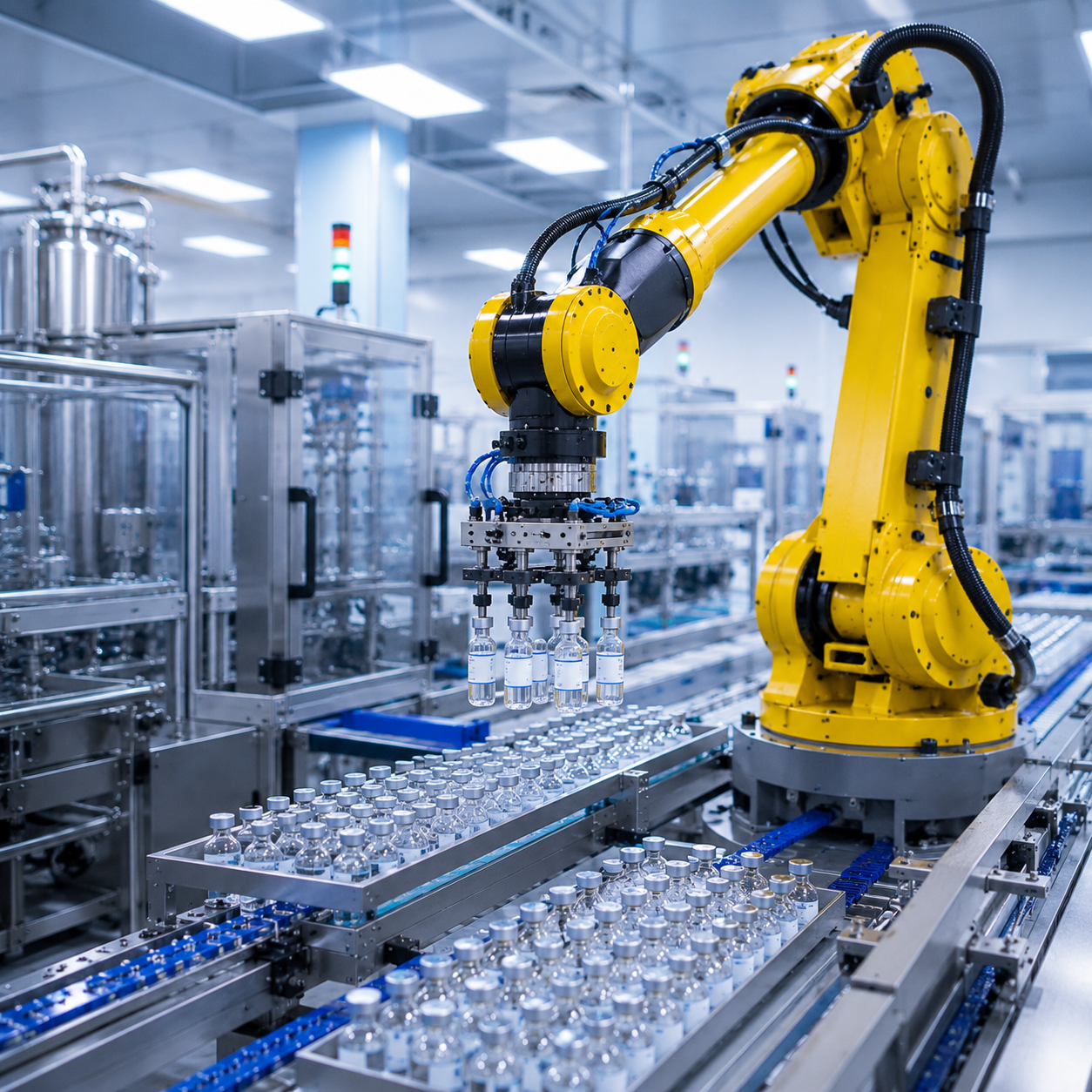Automated biotech production line in actionnnnn