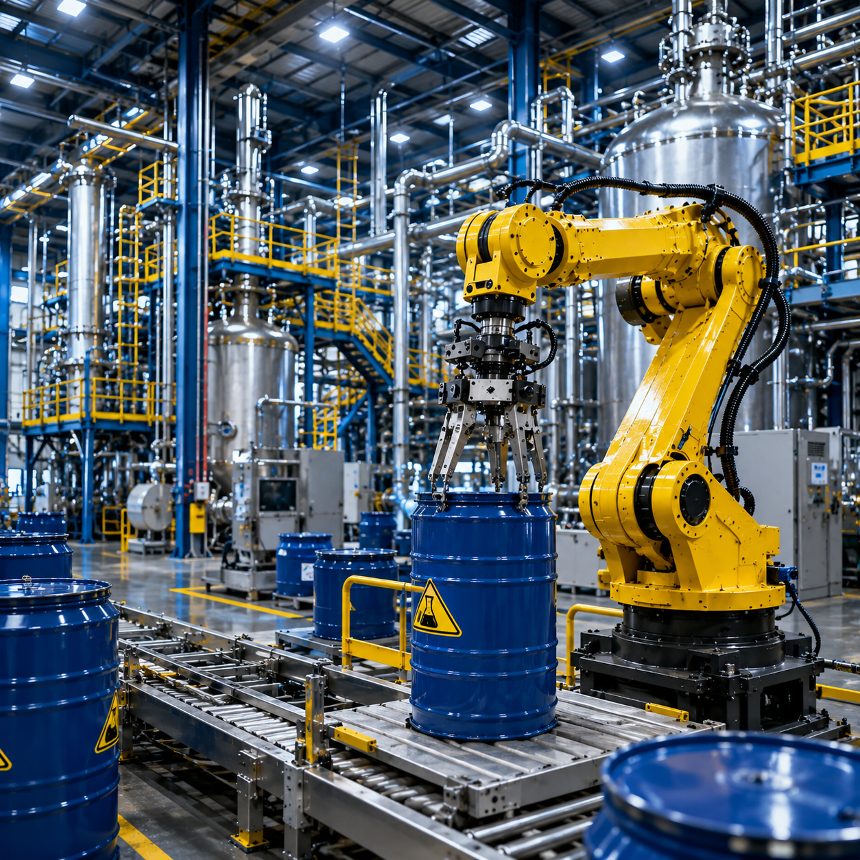 Automated industrial facility in action