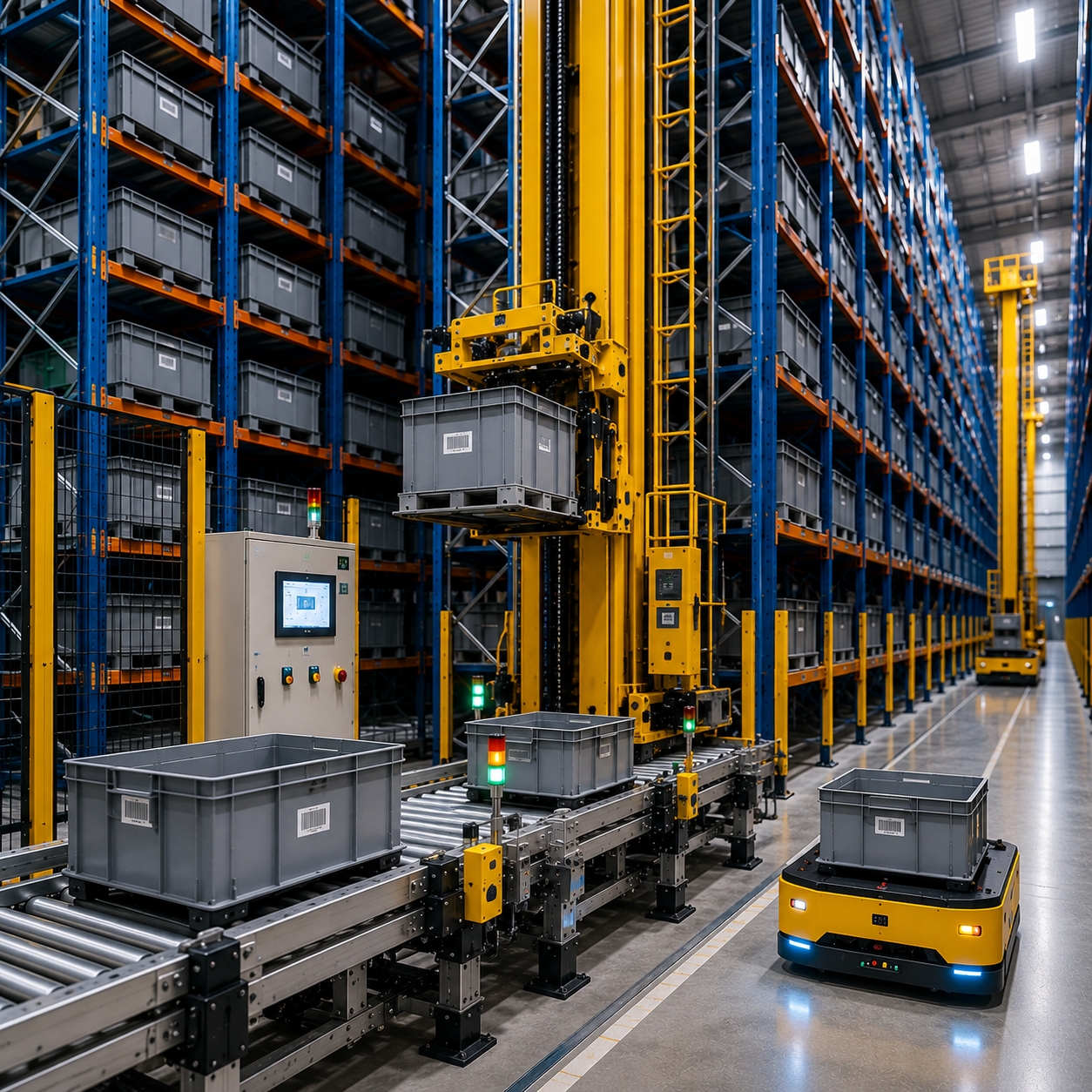 Automated warehouse with robotic systems