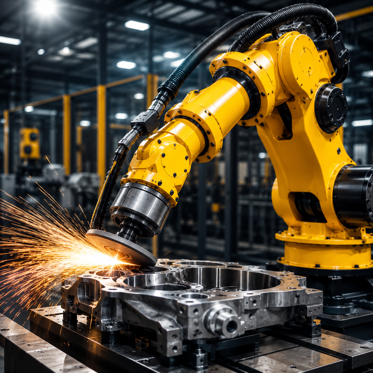 Industrial robot grinding metal component