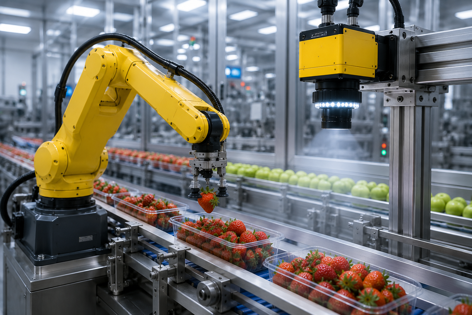 Robotic strawberry sorting in factory