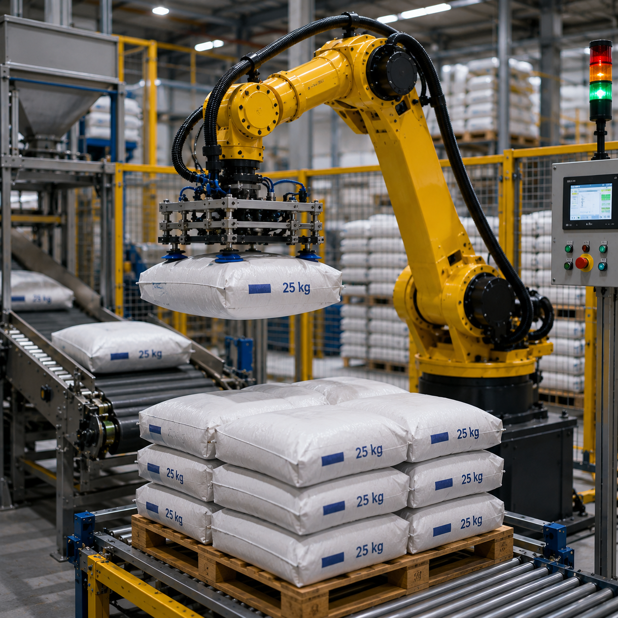 Automated 25 kg Bag Palletizing Robot