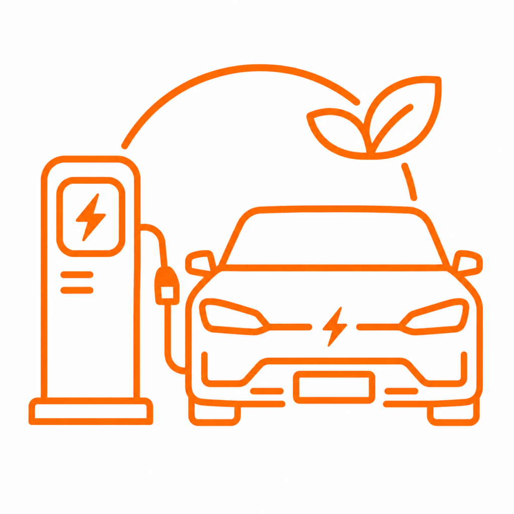 Orange Electric Car Charging Icon