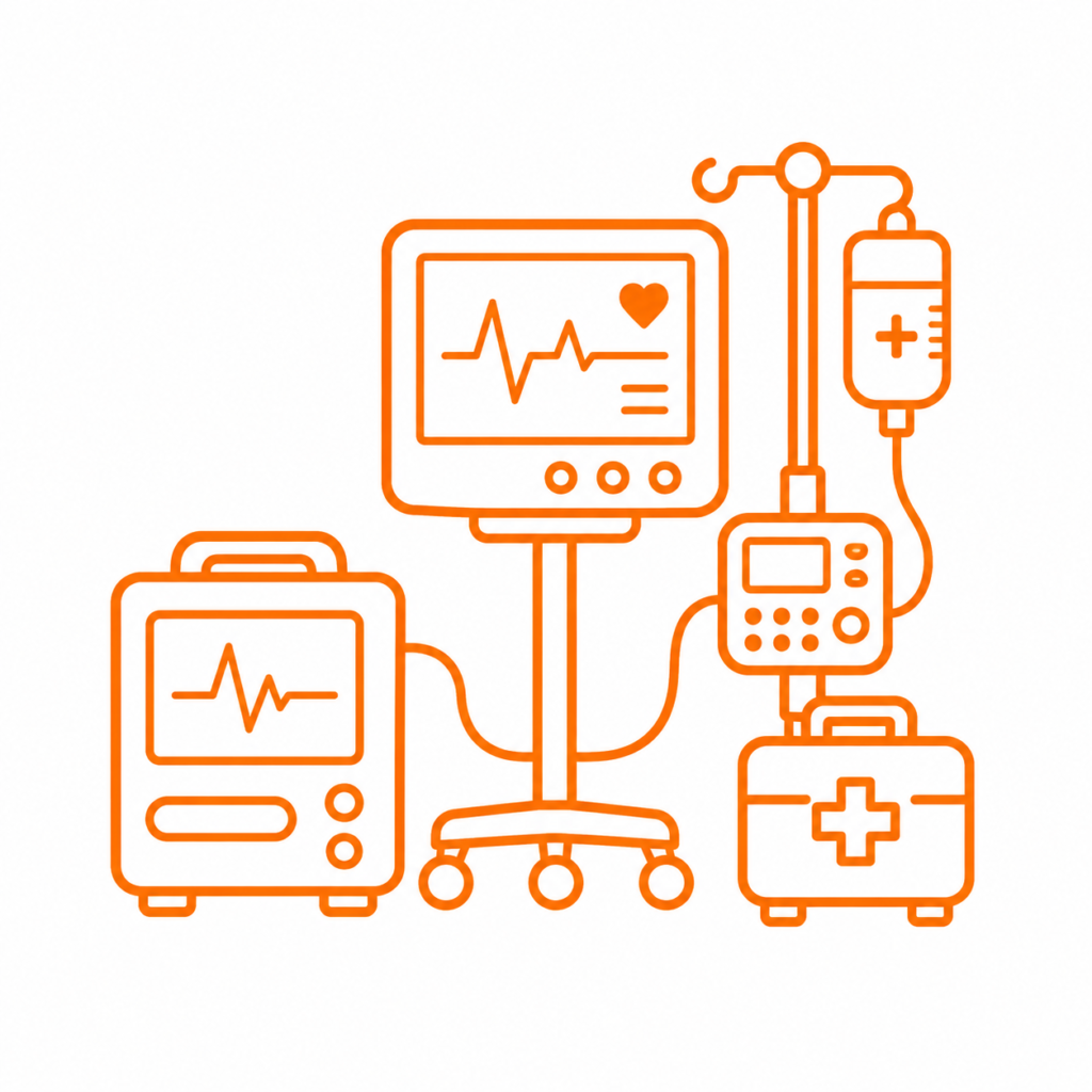 Orange Medical Equipment Line Art