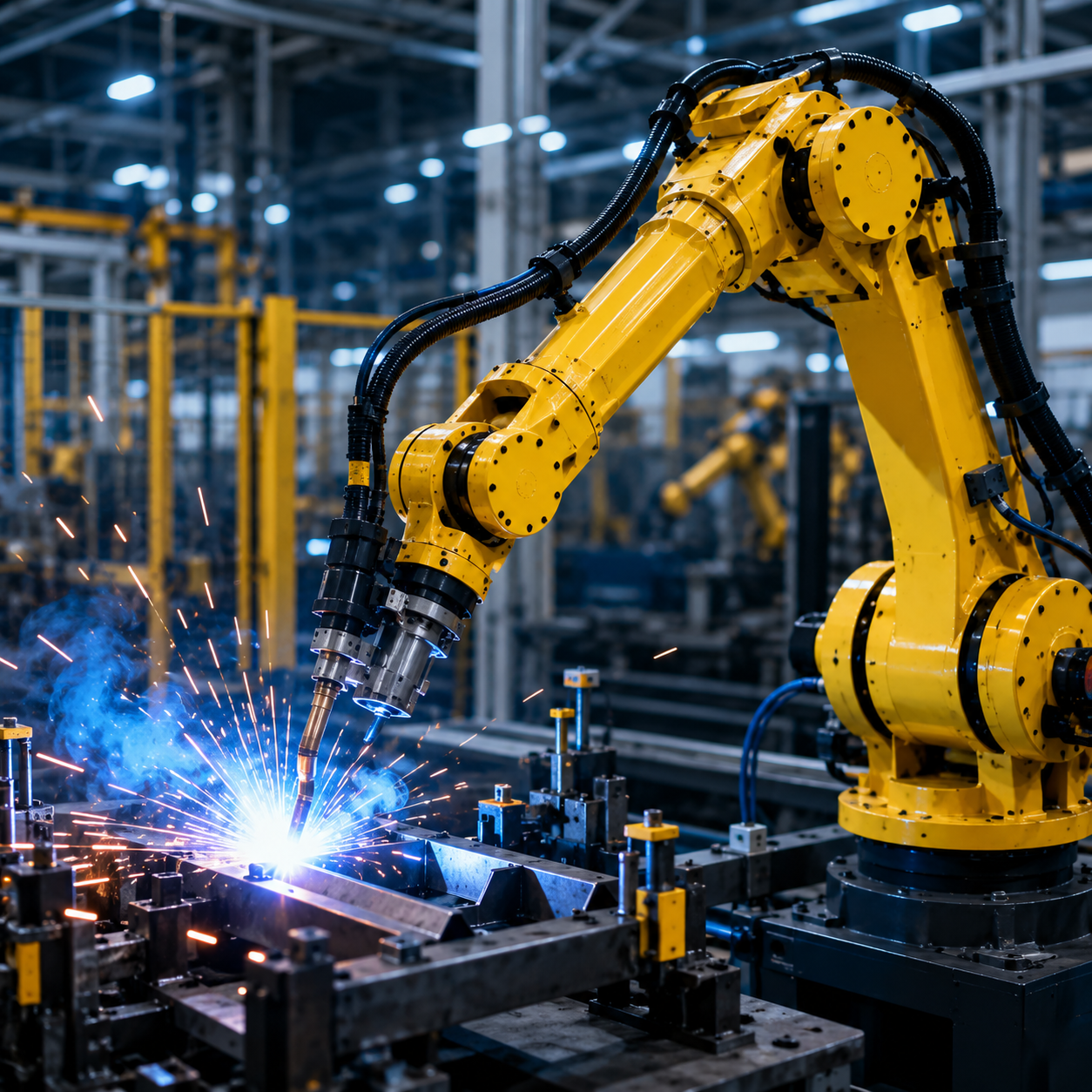 Robotic Welding in a Modern Factory