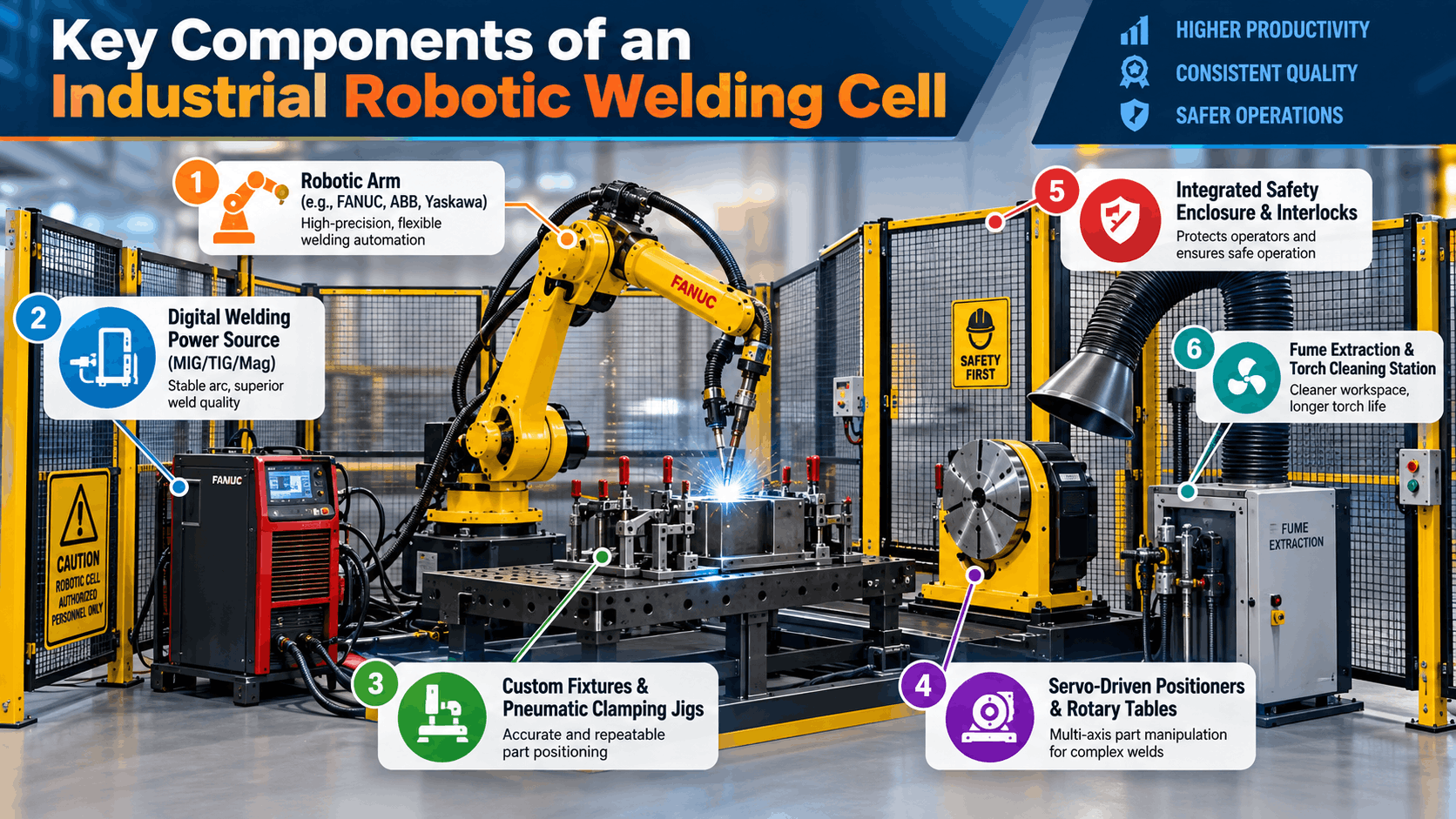 Industrial Robotic Welding Cell Infographic