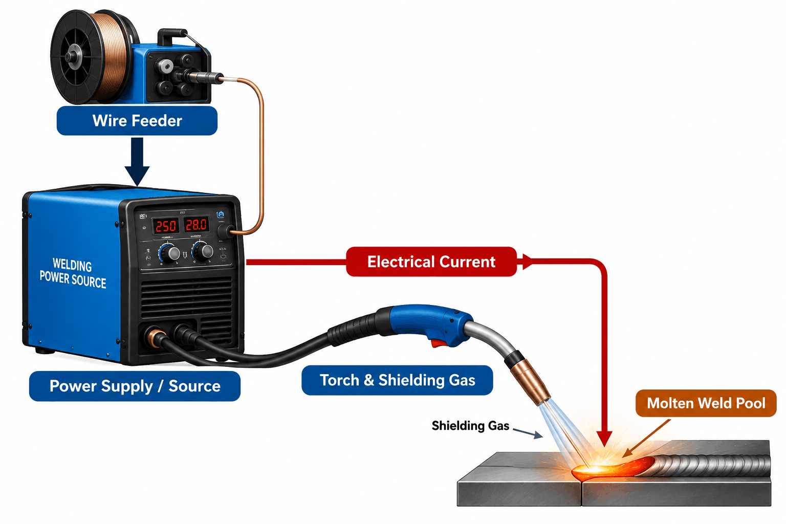 MIGMAG Welding Process Flow Diagram