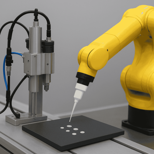 Gluing adhesive dispensing