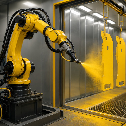 Industrial robotic powder coating process