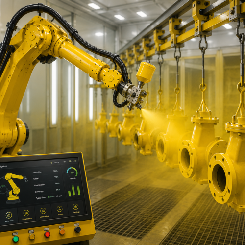 Robotic paint spraying in industrial factory