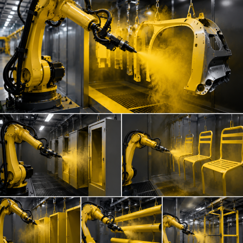 Yellow robotics in industrial powder coating