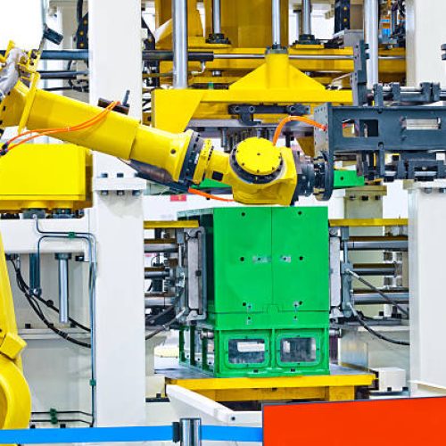 Foundry robot arm working in the foundry